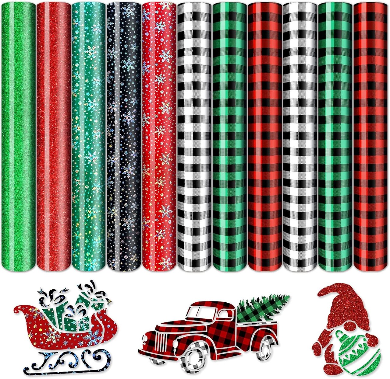Christmas Heat Transfer Vinyl, 11 Sheets (christmas) 12×10 inch